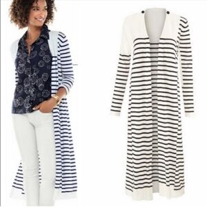 CAbi Striped Black and White Cardigan